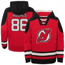 Толстовка Подростковая New Jersey Devils Jack Hughes Red Ageless Must-Have V-Neck Name & Number