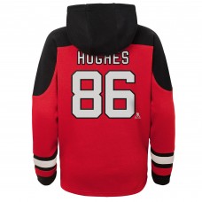 Толстовка Подростковая New Jersey Devils Jack Hughes Red Ageless Must-Have V-Neck Name & Number