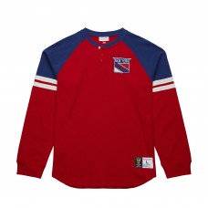 New York Rangers Mitchell & Ness Red Thermal Henley Long Sleeve T-Shirt New York Rangers Mitchell & Ness Red Thermal Henley Long Sleeve T-Shirt
