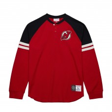 Футболка с длинным рукавом New Jersey Devils Mitchell & Ness Red Thermal Henley