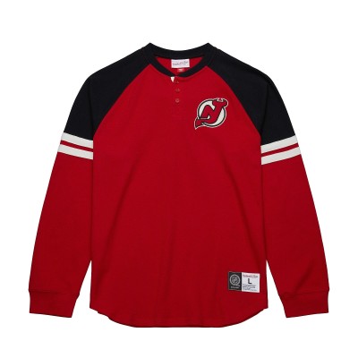 Футболка с длинным рукавом New Jersey Devils Mitchell & Ness Red Thermal Henley