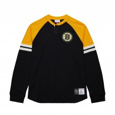 Футболка с длинным рукавом Boston Bruins Mitchell & Ness Black Thermal Henley
