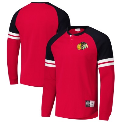 Футболка с длинным рукавом Chicago Blackhawks Mitchell & Ness Thermal Henley - Red