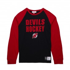 Футболка с длинным рукавом New Jersey Devils Mitchell & Ness Black/Red Legendary Slub Raglan