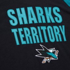 Футболка с длинным рукавом San Jose Sharks Mitchell & Ness Black/Teal Legendary Slub Raglan