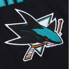 Футболка с длинным рукавом San Jose Sharks Mitchell & Ness Black/Teal Legendary Slub Raglan