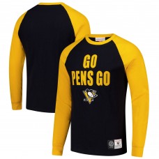Футболка с длинным рукавом Pittsburgh Penguins Mitchell & Ness Black/Gold Legendary Slub Raglan