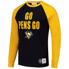 Футболка с длинным рукавом Pittsburgh Penguins Mitchell & Ness Black/Gold Legendary Slub Raglan