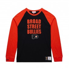 Футболка с длинным рукавом Philadelphia Flyers Mitchell & Ness Black/Orange Legendary Slub Raglan