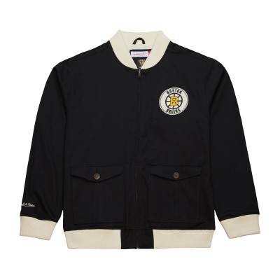 Кофта на молнии Boston Bruins Mitchell & Ness Black Vintage Coaches Cotton Twill