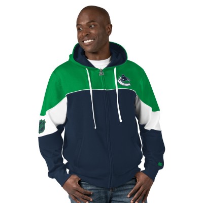 Vancouver Canucks Starter Navy/Green Power Forward Full-Zip Hoodie