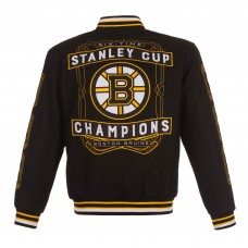 Бомбер Boston Bruins JH Design Black Six-Time Stanley Cup Champions Reversible All Wool