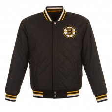 Бомбер Boston Bruins JH Design Black Six-Time Stanley Cup Champions Reversible All Wool