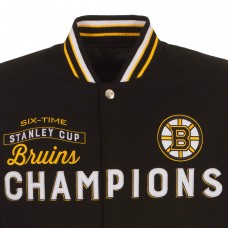 Бомбер Boston Bruins JH Design Black Six-Time Stanley Cup Champions Reversible All Wool