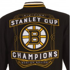 Бомбер Boston Bruins JH Design Black Six-Time Stanley Cup Champions Reversible All Wool