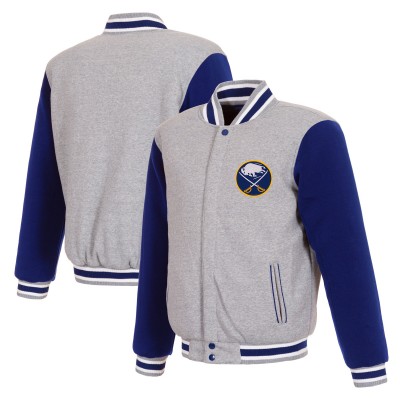 Бомбер Buffalo Sabres JH Design Gray/Royal Reversible Two-Tone Fleece