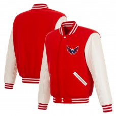 Washington Capitals JH Design Red/White Reversible Varsity Full-Snap Jacket