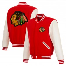 Chicago Blackhawks JH Design Red/White Reversible Varsity Full-Snap Jacket
