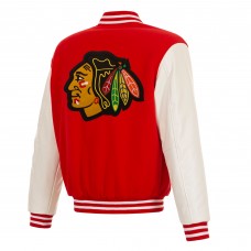 Chicago Blackhawks JH Design Red/White Reversible Varsity Full-Snap Jacket
