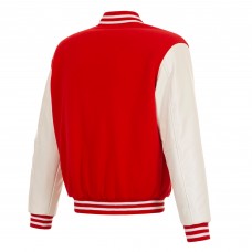 Carolina Hurricanes JH Design Red/White Reversible Varsity Full-Snap Jacket