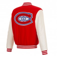 Montreal Canadiens JH Design Red/White Reversible Varsity Full-Snap Jacket