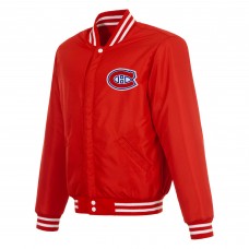 Montreal Canadiens JH Design Red/White Reversible Varsity Full-Snap Jacket
