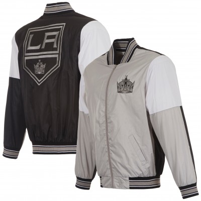 Los Angeles Kings JH Design Gray Nylon Bomber Full-Zip Jacket