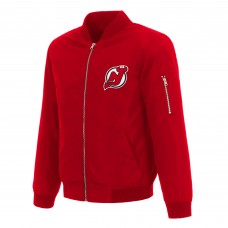 Кофта на молнии New Jersey Devils JH Design Red Nylon Bomber Кофта на молнии New Jersey Devils JH Design Red Nylon Bomber