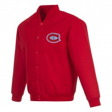 Montreal Canadiens JH Design Red Poly-Twill Full-Snap Jacket