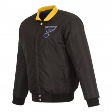 Бомбер St. Louis Blues JH Design Reversible Classic Nylon & Faux Leather - Black