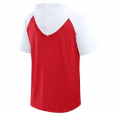 Detroit Red Wings Logo Athletic Red Prime Raglan Short Sleeve Pullover Hoodie