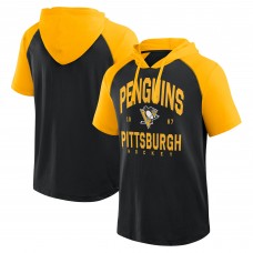 Футболка с капюшоном Pittsburgh Penguins Logo Athletic Black Prime Raglan