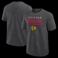 Футболка Chicago Blackhawks Logo Athletic Heather Charcoal Top Notch