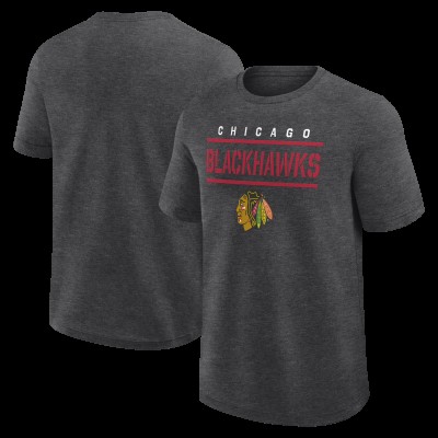 Футболка Chicago Blackhawks Logo Athletic Heather Charcoal Top Notch