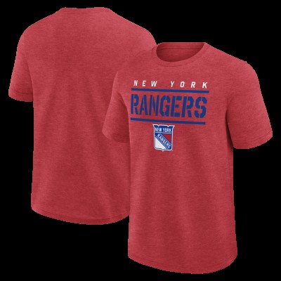New York Rangers Logo Athletic Heather Red Top Notch T-Shirt