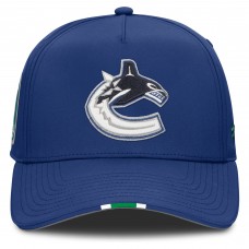 Бейсболка Vancouver Canucks Fanatics Blue 2025 NHL Draft Authentic Pro On-Stage Podium A-Frame