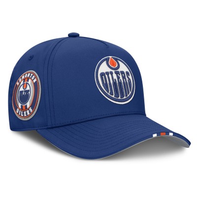 Бейсболка Edmonton Oilers Fanatics Royal 2025 NHL Draft Authentic Pro On-Stage Podium A-Frame