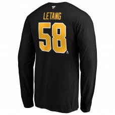 Футболка с длинным рукавом Pittsburgh Penguins Kris Letang Fanatics Black Authentic Stack Name & Number 