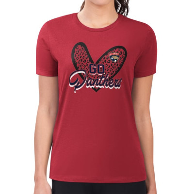 Женская футболка Florida Panthers G-III 4Her by Carl Banks Red Super-Slim Fit Lightweight Animal Print Heart