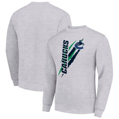 Vancouver Canucks Starter Heather Gray Color Scratch Pullover Sweatshirt