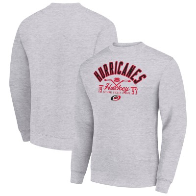 Carolina Hurricanes Starter Heather Gray Stick And Puck Logo Fleece Pullover Sweatshirt