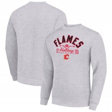 Calgary Flames Starter Heather Gray Stick And Puck Logo Fleece Pullover Sweatshirt