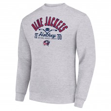 Columbus Blue Jackets Starter Stick And Puck Logo Fleece Pullover Sweatshirt - Heather Gray
