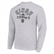 Los Angeles Kings Starter Heather Gray Stick And Puck Logo Fleece Pullover Sweatshirt