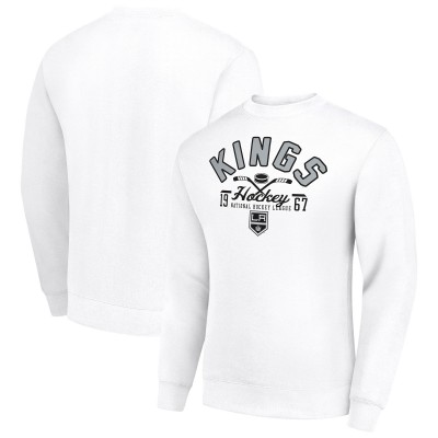 Los Angeles Kings Starter White Stick And Puck Logo Fleece Pullover Sweatshirt