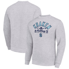 Seattle Kraken Starter Heather Gray Stick And Puck Logo Fleece Pullover Sweatshirt