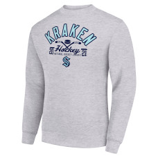 Seattle Kraken Starter Heather Gray Stick And Puck Logo Fleece Pullover Sweatshirt