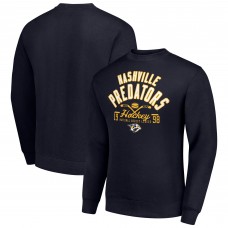 Nashville Predators Starter Navy Stick And Puck Logo Fleece Pullover Sweatshirt