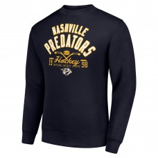 Nashville Predators Starter Navy Stick And Puck Logo Fleece Pullover Sweatshirt