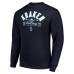Seattle Kraken Starter Navy Stick And Puck Logo Fleece Pullover Sweatshirt